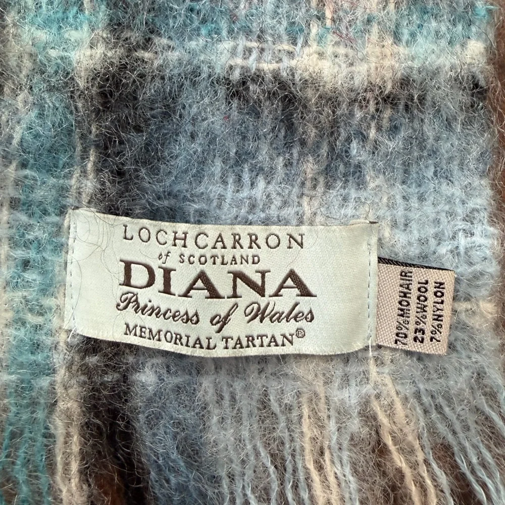 Lochcarron Diana Princess of Wales Blue Brushed Mohair Tartan Memorial Scarf